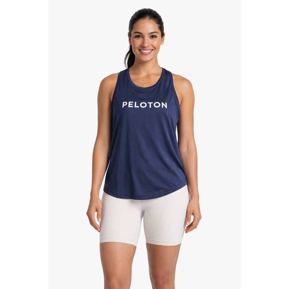 Peloton Tank Top Shirt Women's Size 1X Blue White Racerback NWOT